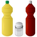 Vector illustration vegetable oil, fish sauce, sugar or salt