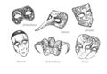 Traditional carnival masks set