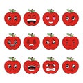 Vector illustration of a very fresh collection of cartoon apple with funny and smiling facial expressions