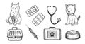 Veterinarian clinic medical icons set