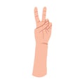 Vector illustration of Victory Hand gesture. Peace and love hand sign. Flat vector cartoons illustration.