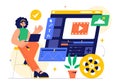 Vector Illustration of a Video Editor Program featuring Video Editing Software for Creating Animated Movies or Clips