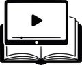 video tutorial and digital learning icon with book Royalty Free Stock Photo