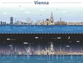 Vector illustration of Vienna city skyline at day and night Royalty Free Stock Photo