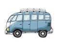 Vector illustration, vintage blu bus