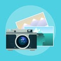 Vector illustration of vintage camera and pix.