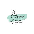 Vector illustration. Vintage hipster hand drawn lettering logo of surf and ocean Royalty Free Stock Photo