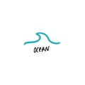 Vector illustration. Vintage hipster hand drawn lettering logo of surf and ocean Royalty Free Stock Photo