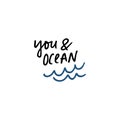 Vector illustration. Vintage hipster hand drawn lettering logo template of surf, ocean and escape Royalty Free Stock Photo