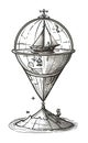 vector illustration, vintage style engraving of travel and sailing ships, concept of travel and exploration in old times,