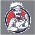 Vintage Traditional Chef Mascot For Restaurant Business Logo Branding