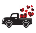 Vintage Truck Carrying Valentine Hearts