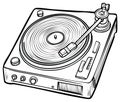 Vector Illustration of a Vintage Vinyl Record Player Turntable with Stylus Royalty Free Stock Photo