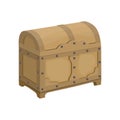 Vector illustration of a vintage wooden chest in cartoon style. Large Chest with a round lid For treasures and pirates, as well as