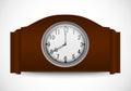 Vector illustration of vintage wooden clock on a white background.