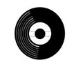 Vector illustration of a vinyl record in realistic retro design style. Black musical long play album icon isolated on white back