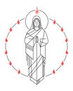 Vector illustration of Virgin Mary and Holy Spirit at Pentecost