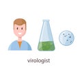 Vector illustration of virologist and doctor sign. Collection of virologist and safety stock symbol for web.