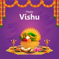 Vishu, Hindu holiday religious festival background for Happy New Year celebrated in South India