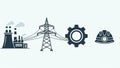 Industrial Energy, Engineering, and Electrical Safety Icons Royalty Free Stock Photo