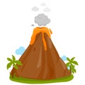 Volcano erupting with magma flowing. Vector illustration