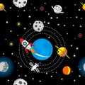 abstract background with space and rocket