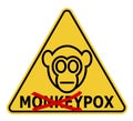 Vector illustration of warning sign against monkeypox virus renamed to mpox with crossed part of the word