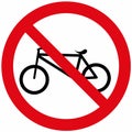 Vector illustration of warning sign icon graphic symbol prohibiting lanes for bicycles