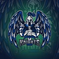 Vector illustration warrior knight mascot logo with wings
