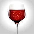 Vector illustration of water drop in heart shape on wine glass Royalty Free Stock Photo