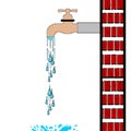 Vector illustration of water tap dripping with water drop and splash