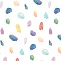 Vector illustration of watercolor crystal pattern on white background. Royalty Free Stock Photo