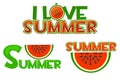 Illustration watermelon, I Love summer, summer singl