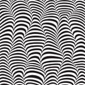 Vector illustration of wave striped textured monochrome background