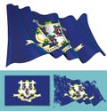 Waving Flag of the State of Connecticut