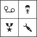 Vector Illustration of Weapon Set Icons. Suitable for use on web apps, mobile apps and print media. Elements of Handcuffs, Militar