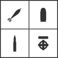 Vector Illustration of Weapon Set Icons. Suitable for use on web apps, mobile apps and print media. Elements of Military mortar bo