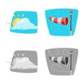 Vector design of weather and climate icon. Collection of weather and cloud stock vector illustration. Royalty Free Stock Photo