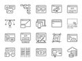 Web development line icon set. Included icons as design, developer, coding, content and more.