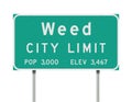 Weed City Limit road sign