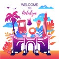 Vector illustration Welcome to Antalya, Turkey. Royalty Free Stock Photo