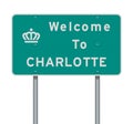 Welcome to Charlotte road sign