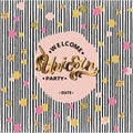 Vector illustration Welcome Unicorn Party text