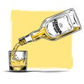 Vector illustration of whiskey and glass Royalty Free Stock Photo