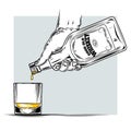 Vector illustration of whiskey and glass Royalty Free Stock Photo