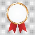 White award banner with golden frame and red ribbons Royalty Free Stock Photo