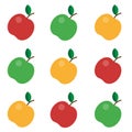 Vector Illustration on white background. set Of Apples. Green, red, yellow. eps10