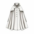 Elegant Line Work White Cloak With Hood And Cape Illustration