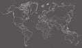 vector illustration of white colored world map with political borders Royalty Free Stock Photo