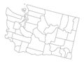White Counties Map of US State of Washington Royalty Free Stock Photo